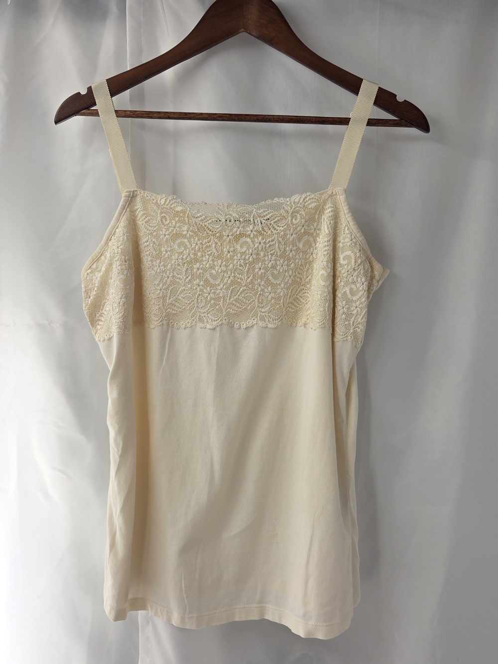 Cream Cotton Lace Cami Tank Milkmaid Cottagecore Coquette Layering Top Size M